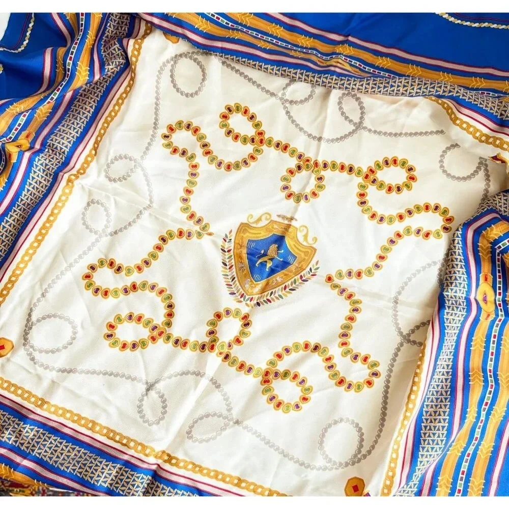 Vintage Maximalist Print Colourful Silk Twill Scarf